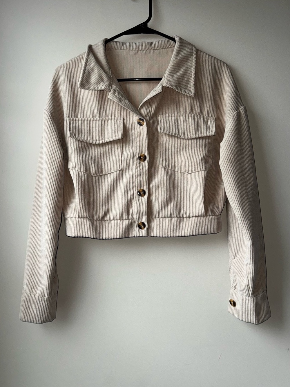 SHEIN Beige Corduroy Cropped Jacket Size S